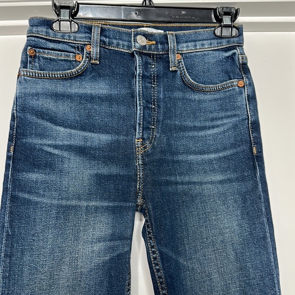 Re/Done Originals High Rise Ankle Crop
Dark Wash Button Fly 25 - Picture 3 of 12